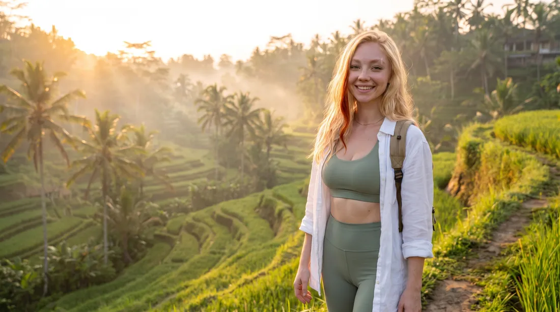 Rizières au lever du soleil, monde Bali